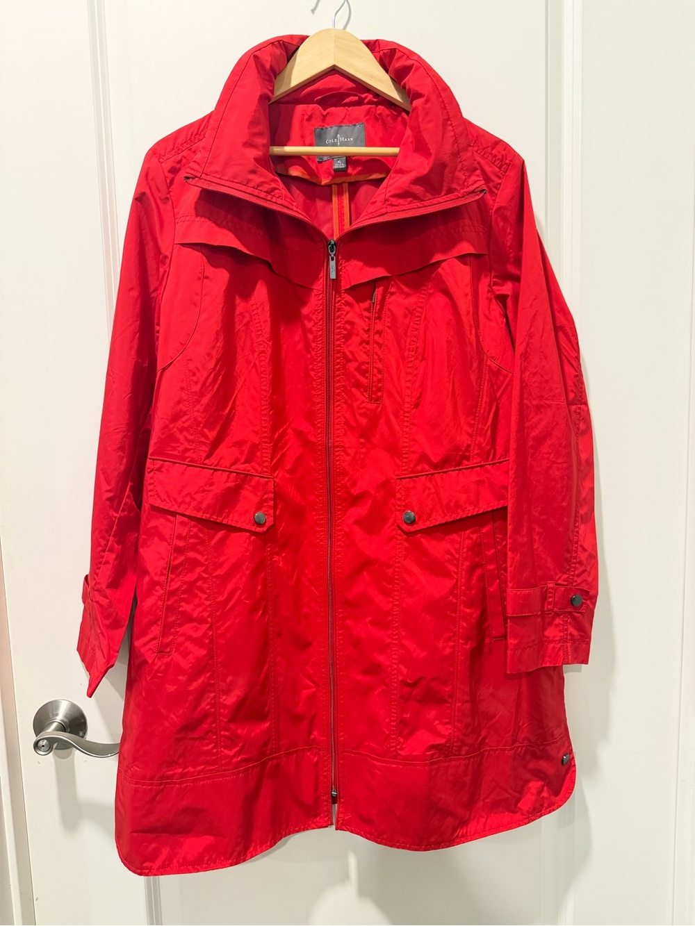 Cole Haan Women's Red Hooded Rain Jacket